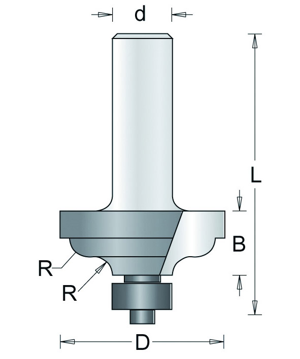 93-8 HM Profielfrees met Onderlager Klein R=4,8 d=8